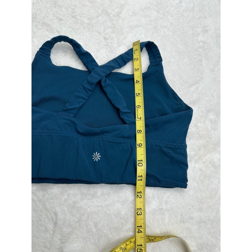 Athleta Sports Bra Women Small Teal Excellent Cross Back High Neck Activewear - Picture 6 of 6